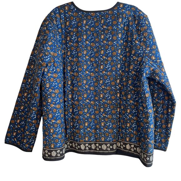 Handmade Quilted Navy Floral Open Jacket Granny Jacket - Picture 3 of 8